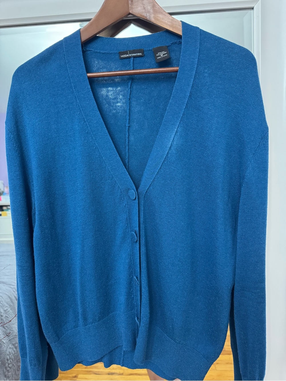 Moda International Teal V-Neck Button Front Cardigan